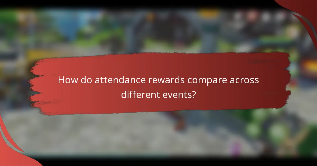 How do attendance rewards compare across different events?