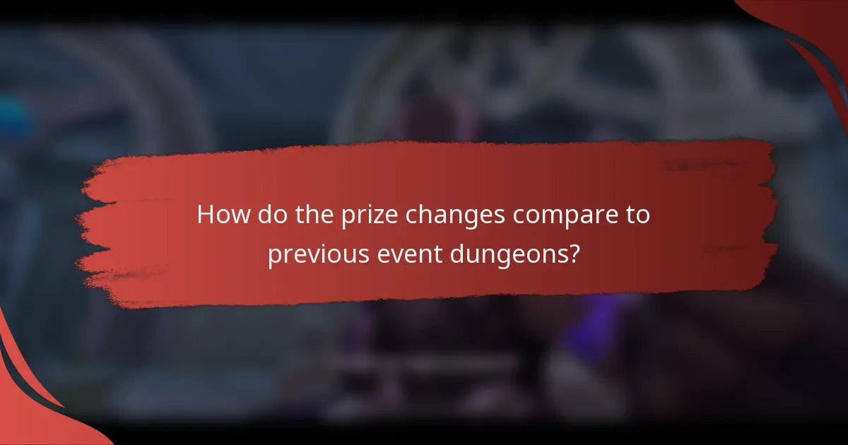 How do the prize changes compare to previous event dungeons?